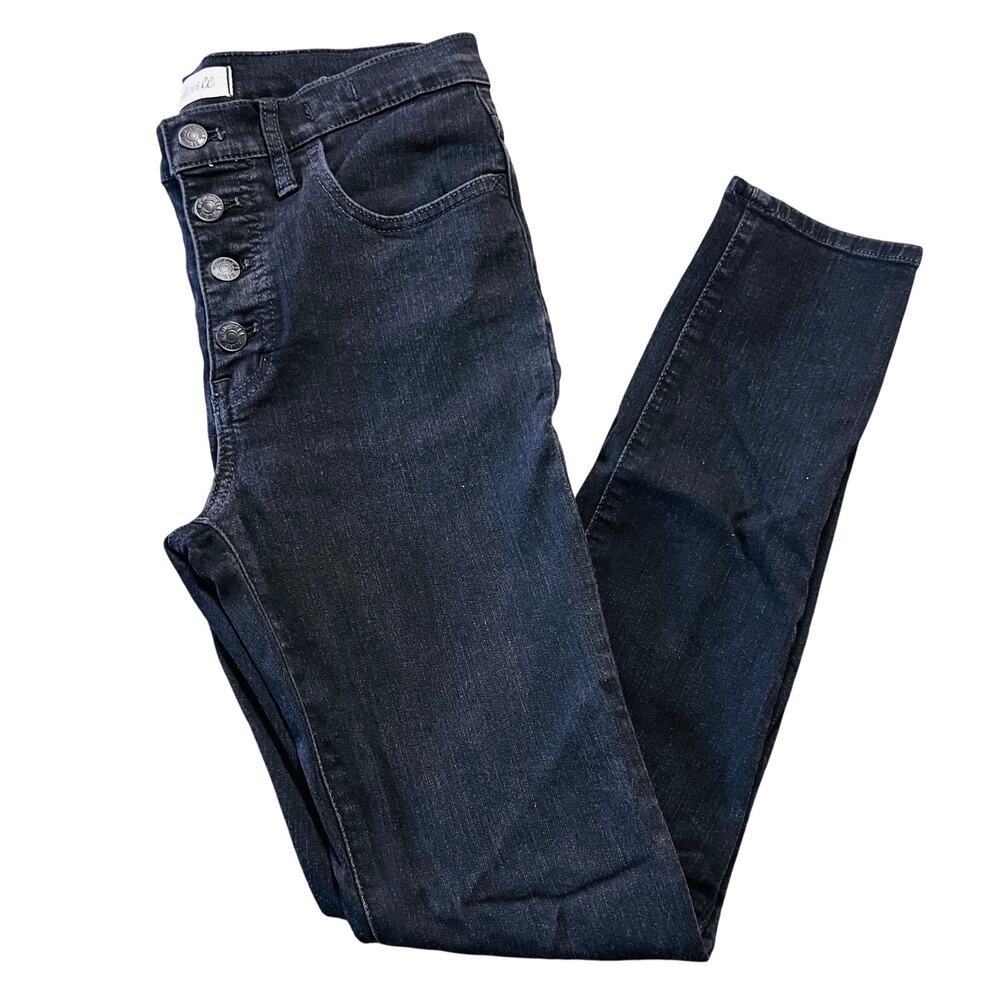 Madewell 9" Mid Rise Black Skinny Button Up Jeans Ankle Women's Casual 27